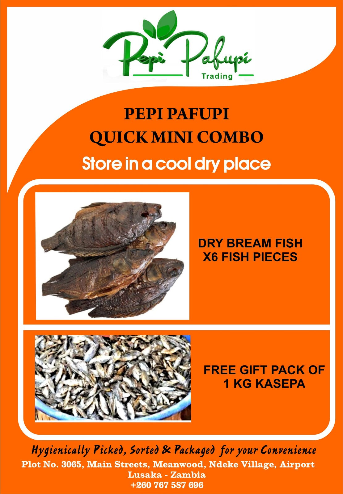 Pepi Pafupi Mini Fish Combo | 6 Bream Fish Pieces and Gift Pack 1 Kg Kasepa
