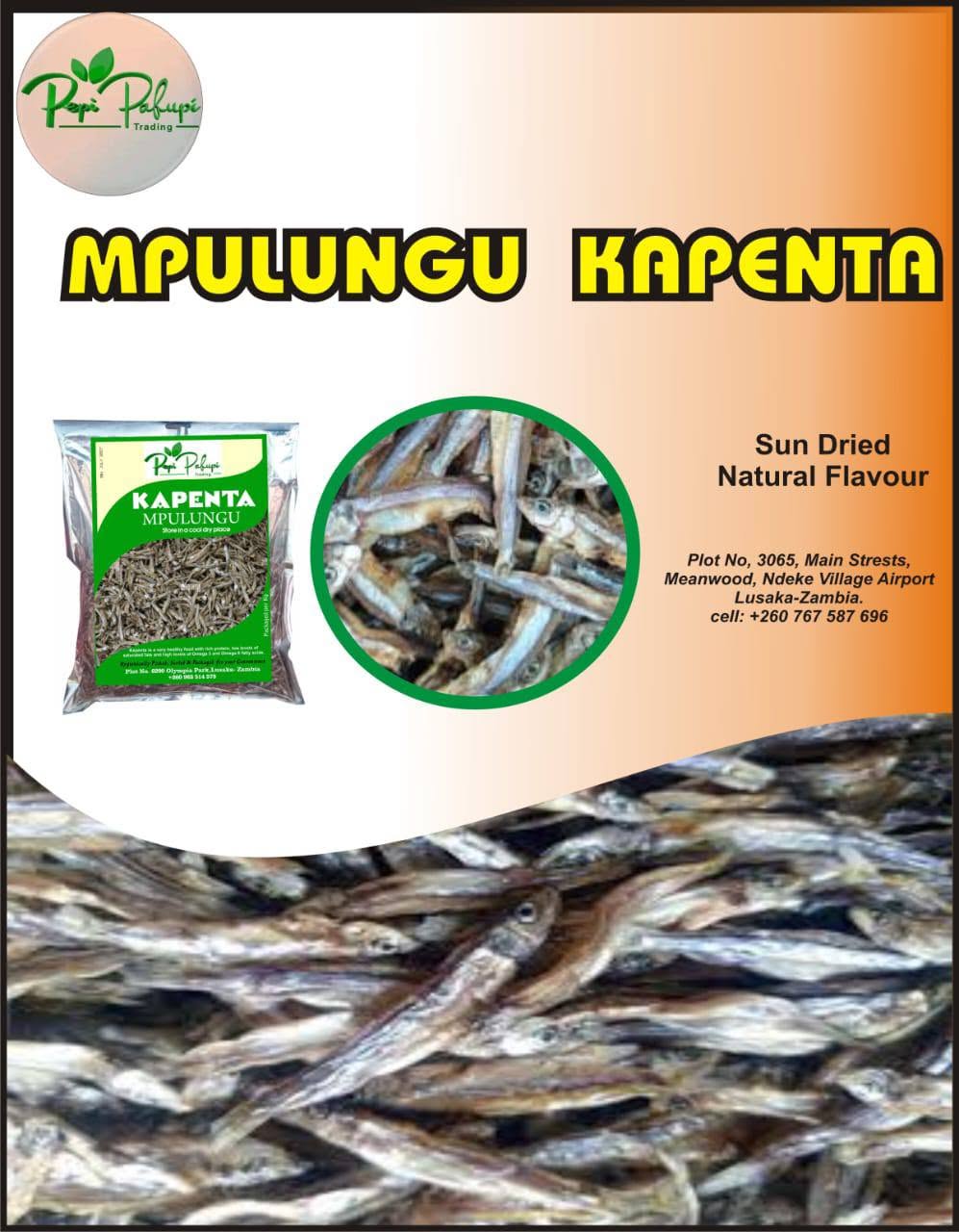 Sun-Dried Mpulungu Kapenta - Harvested from Lake Tanganyika - 1KG per PKT