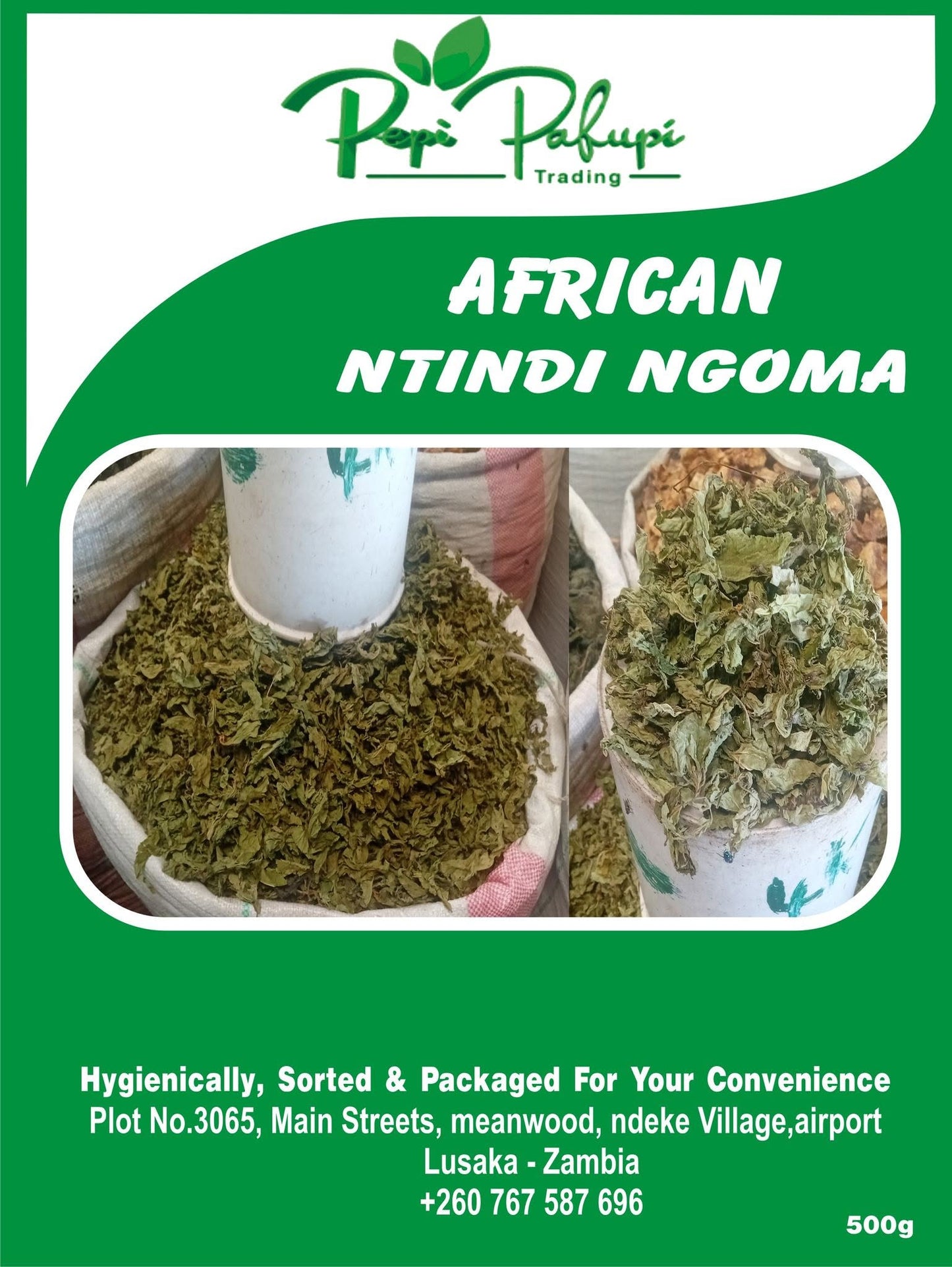 Dried Leafy African vegetable (Ntindi Ngoma)- 1kg from Zambian