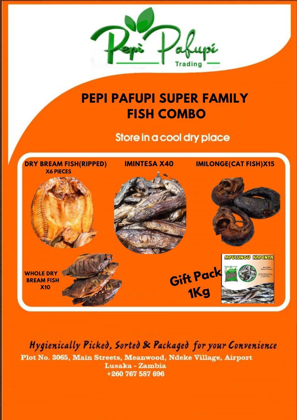 Pepi Pafupi Super Family Fish Combo + FREE 1kg Mpulungu Kapenta Zambian Dried Fish Family Pack