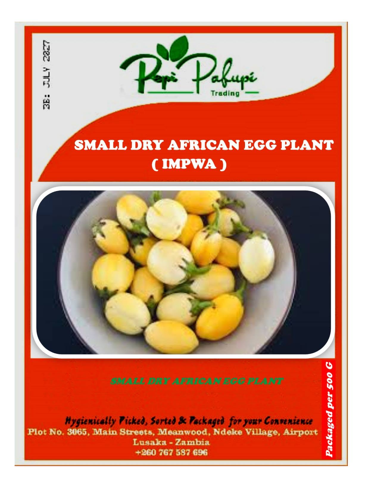 African Dry Small Egg Plants (Impwa) - 1kg Zambian Dried Impwa Vegetables